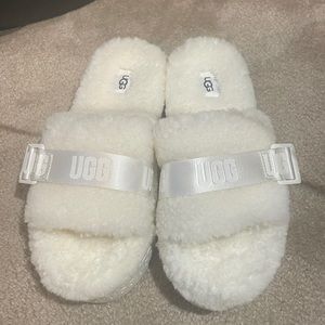White UGG  platform slides